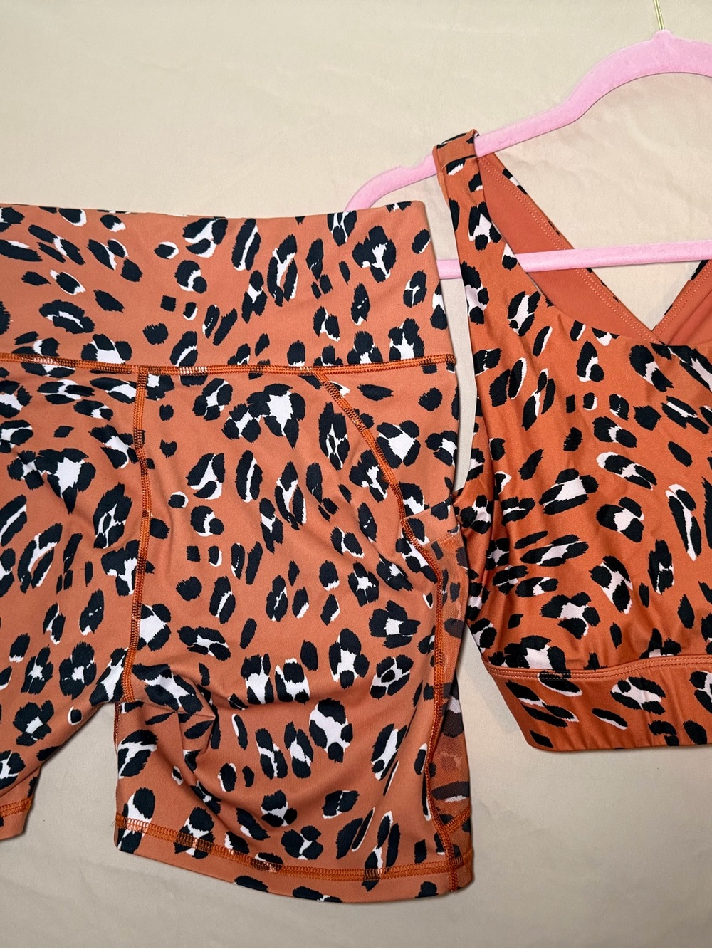 Fabletics Burnt Orange Leopard Print Athletic Shorts